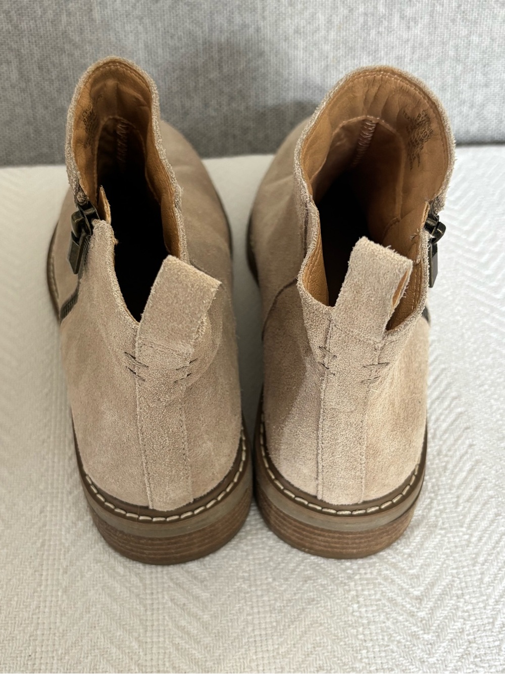 Crown Vintage Taupe Suede Ankle Booties - Side Zip - Picture 9 of 10